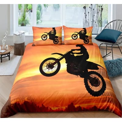 Motorfiets Beddengoed Set 3D Print Auto's Dekbedovertrek Met Kussensloop Motocross Sprei Jongens Kinderen Bedset King Size Hometextiel EU single(135x200cm)