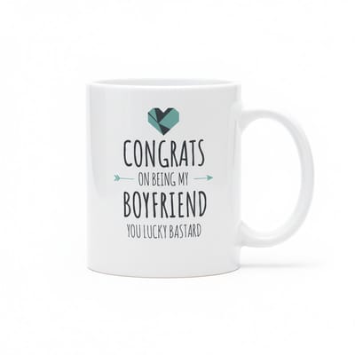 Gefeliciteerd Met Het Zijn Van Mijn Vriend – Grappige Romantische Quote Koffiemok 330 ml