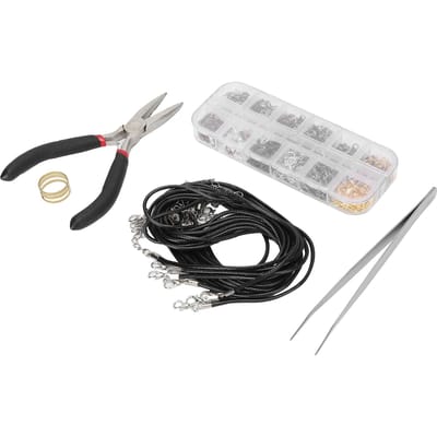 Kit d'outils pour la fabrication de bijoux Artisanat de bijoux DIY Fermoir mousqueton Anneaux de jonction Ensemble d'accessoires de réparation white