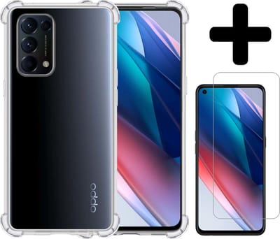 Hoesje - Met Screenprotector - Geschikt voor OPPO Find X3 Lite - Sterk & Shockproof - Siliconen Case - Back Cover - Telefoon Hoes - Shock Proof - Telefoonhoesjes - Transparant