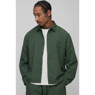 Oversized Verborgen Knopplooi Gerimpeld Overhemd | Khaki | Size Medium