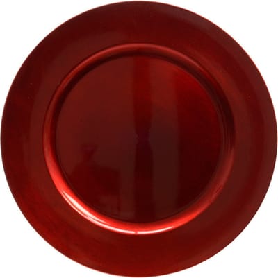 Kaarsenbord/onderbord - rood glimmend - 33 cm - kunststof - onderbord kerstdiner- Kaarsenbord/onderzet bord voor kaarsen