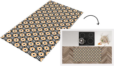 Keukenloper 120x60 cm - Keukenmat vinyl Patroon - Cirkel - Retro - Keukenmatten loper - Keuken vloerkleed tapijt