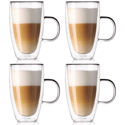 Thermische Glazen met Dubbele Wand voor Koffie Latte DOUBLE 430 ml 4 stuks - Koffieglazen - Theeglazen - Glazen - Dubbelwandig