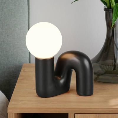 Reality Leuchten Tafellamp Quinn, zwart, hoogte 22 cm, keramiek/glas, G9