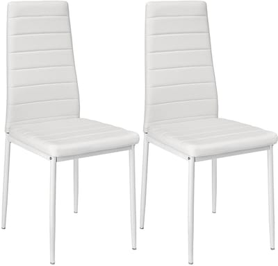 PIPIPOXER-Eetkamerstoelen - Set Van 2 - Eettafelstoel - Keukenstoel -Stoel-PU Leer - Metalen Poten -Wit