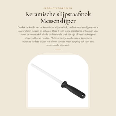 Dailygoods- Slijpstaaf Keramisch - Slijpsteen voor Messen - Multifunctioneel - Duurzaam - 8 Inch - Stabiele Handgreep
