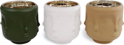 Design Waxinelichthouder Groen, Wit, Beige 3 st.