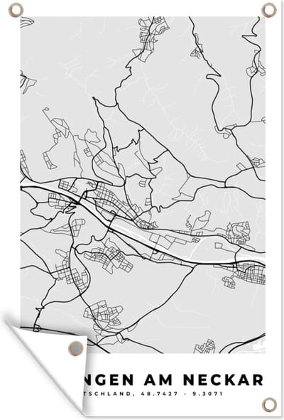 Muurdecoratie Esslingen Am Heckar- Kaart - Stadskaart - Plattegrond - Duitsland - 120x180 cm - Tuinposter - Tuindoek