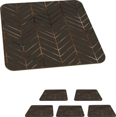 Onderzetters voor glazen - Patronen - Luxe - Groen - Brons - 10x10 cm - Glasonderzetters - 6 stuks