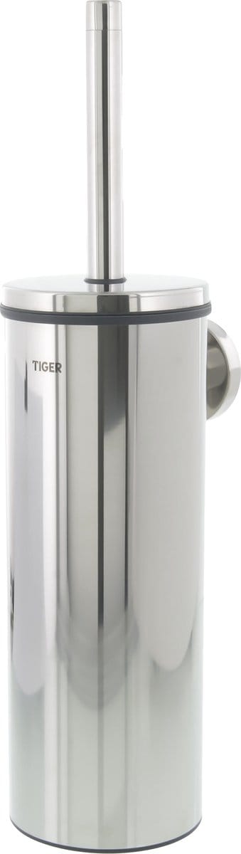 Tiger Boston - Toiletborstel met houder - WC borstel met houder hangend - Zonder boren - Wandmontage - Boren of lijmen - RVS gepolijst