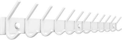 TOJ 24 Haaks Wandkapstok – 94cm - Muur / Wand Kapstok - Hangende Design Muurkapstok - Handdoekrek - RVS - Wit