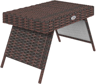 Outsunny Rattan Beistelltisch PE Rattan, Verzinkter Stahl Braun