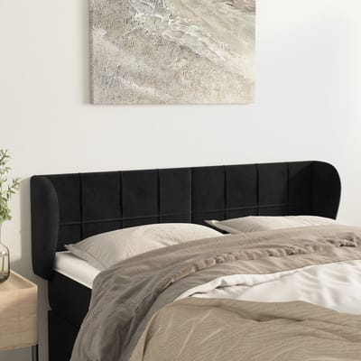 vidaXL - Hoofdbord - met - randen - 147x23x78/88 - cm - fluweel - zwart
