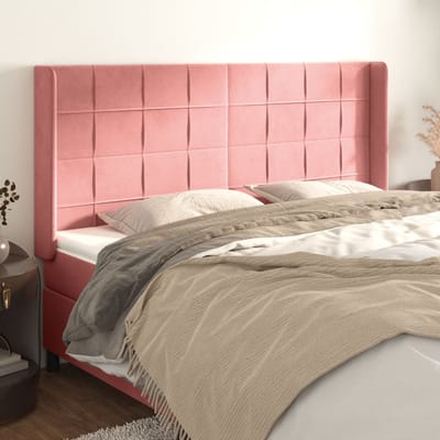 vidaXL - Hoofdbord - met - randen - 163x16x118/128 - cm - fluweel - roze