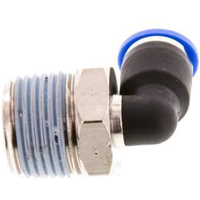 6mm x R3/8'' 90 graden L-verbinding Messing/PA 66 Insteekfitting Buitendraad Kort Draaibaar NBR [2 Stuks]