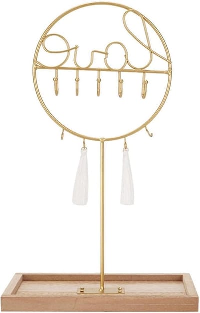 Sieraden Display - Juweliersstandaard Organizer - Sieraden Presenteren - Stijlvol Metaal Hout - 35 cm Hoog - Goud