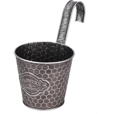 Metalen Wandplanter Vertical Geribbeld Ontwerp Wandmontage Bloempot black
