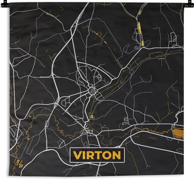 Wandkleed - Wanddoek - Stadskaart - Virton - Gold - Kaart - Plattegrond - 180x180 cm - Wandtapijt