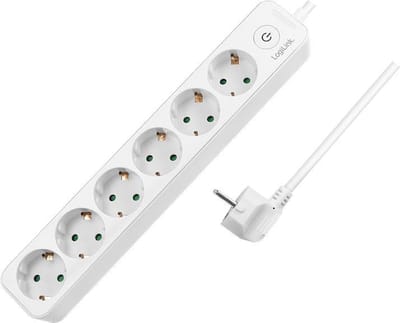 LogiLink LPS247 stekkerdoos 1,5 meter 6-voudig Wit