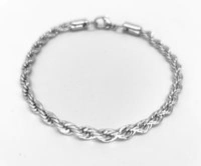 Armband - RVS -zilverkleurig - armband - Heren - Lengte 22 cm x D 4 mm - Gedraaide - Twister - motief. Elegant - Chique - mode combineer met andere armband of horloge, zowel voor dames en heren.