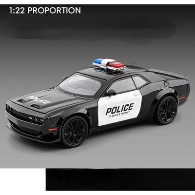 1:22 Challenger Srt Politieauto Legering Auto's Speelgoed Diecasts Voertuigen Metalen Model Auto Decoratie Kinderen Cadeau Jongen C385