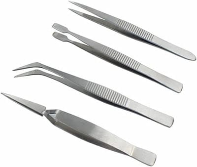 Set van 4 Precisie Pincetten RVS - Universeel Gebruik voor Hobby, Reparatie en Knutselen