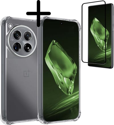 Hoesje Met Screenprotector - Geschikt voor OnePlus 12 - Sterk & Shockproof - Siliconen Case - Back Cover - Telefoon Hoes - Shock Proof - Transparant