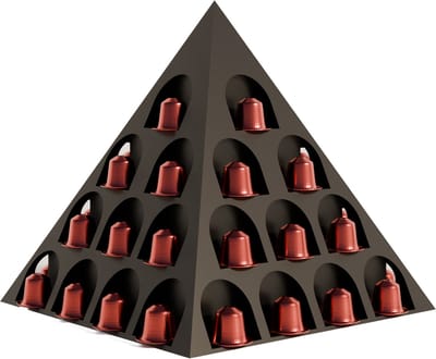 Fiastra Pyramid capsulehouder geschikt voor Nespresso capsules - capsule dispenser - koffiecup houder - zwart - 24 x 24 x 24 cm