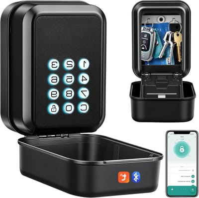 Wandmontage Sleutelkluis met Cijfercode en Bluetooth, Waterdichte Sleutelbox voor AirBnB en Kantoor, Tuya-app Bediening, Geschikt voor Buitengebruik