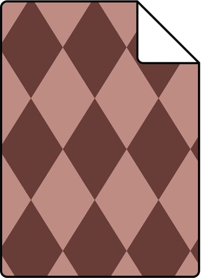 Proefstaal ESTAhome behang ruiten donker paars en roze - 26.5 x 21 cm - 131935-S