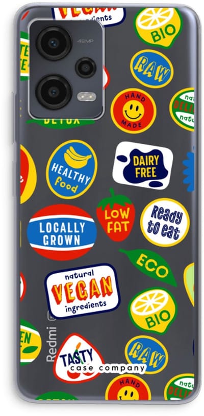 Case Company® - Hoesje geschikt voor Xiaomi Redmi Note 12 hoesje - Fruitsticker - Soft Cover Telefoonhoesje - Bescherming aan alle Kanten en Schermrand