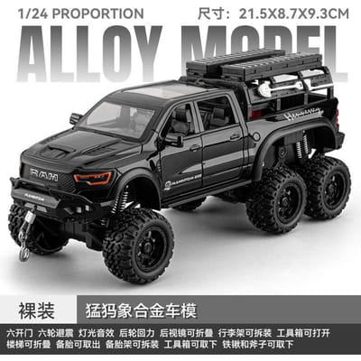 1:24 Dodge Hennessey Mammoth 1000 6X6 Getunede Overlanding Avontuurvoertuig Geluid & Licht Pull-Back Speelgoed Verzamelaarsobjecten Verjaardagscadeau