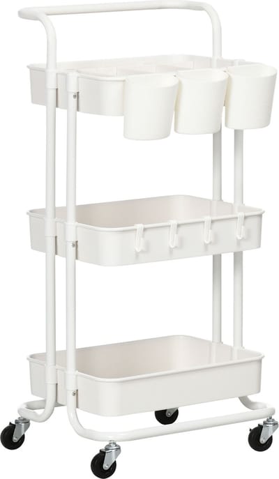 HOMCOM - Trolley - 3 etages - 3 hangende dozen - 4 haken