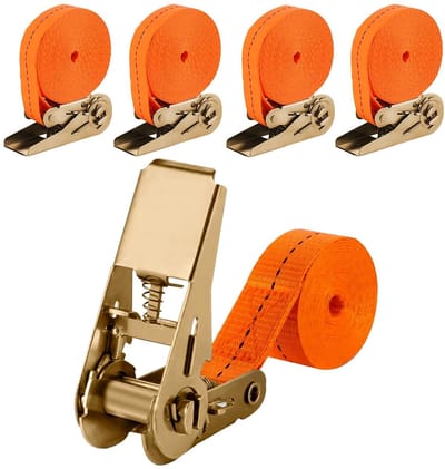 Dailygoods- Spanbanden met Ratel - 4 Stuks - 6 m x 2,5 cm - Sjorbanden - Materiaaltransport - Voor Auto/Motorfiets - Geschikt voor Vaste Lading - Sjorband
