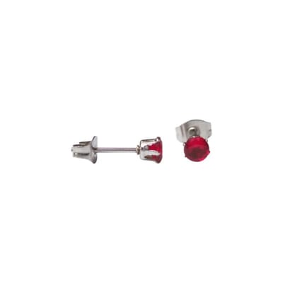 Aramat Jewels | Oorbellen | RVS Zirkonia oorbellen rood - rond | Zilverkleur / 4mm | | | Staal | Kinderen, Volwassenen | Verkleurd niet