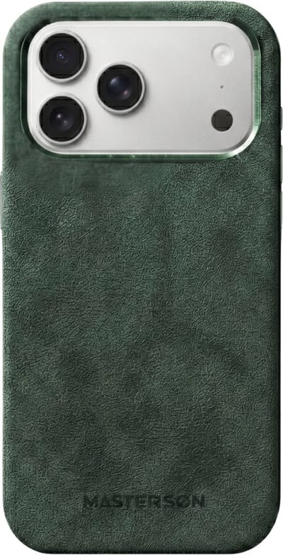 Mastersøn - Groen Telefoonhoes geschikt voor Apple iPhone 17 Pro – Alcantara Case – Magsafe - Hoesje - Emerald Green