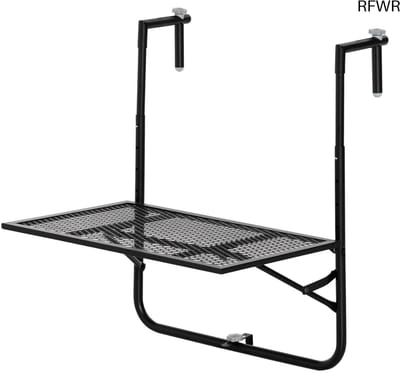 RFWR® Balkontafel - Hangend, Inklapbaar & Hoogte Verstelbaar - Zwart - 60 x 60 x 57-72 cm