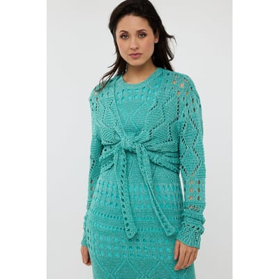 EsQualo Bolero Fancy Open Knit Lurex Lagoon Größe: XS/S | Leichte Jacken Outlet | Damen