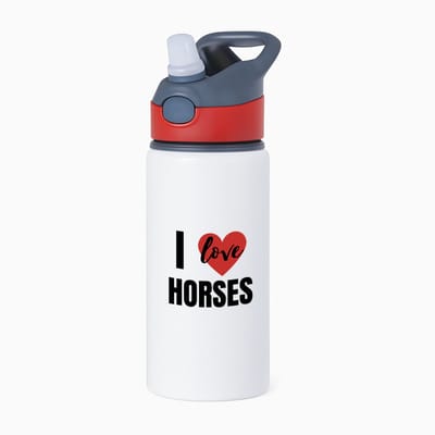 Hacebo® - I love horses waterfles met rietje rood - Paarden - paarden liefhebbers - verjaardagscadeau - kado - gift - water fles - 650ML