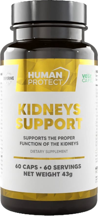Human Protect - Kidneys Support - 60 caps - 60 doseringen - Kidney support - Detox - Chanca Piedra - Cranberry - Goji bes - Horsetail extract - Mariadistel - Milk thistle - Buchu - Uva Ursi