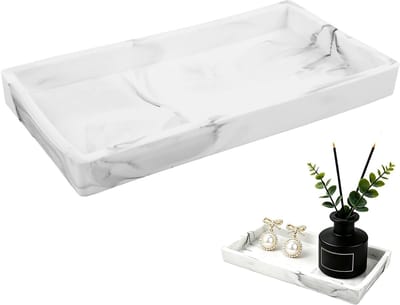 plank van hars met marmerdesign, 20,3 x 10,2 cm, wit, waterdicht en gemakkelijk te reinigen, voor badkamer, keuken