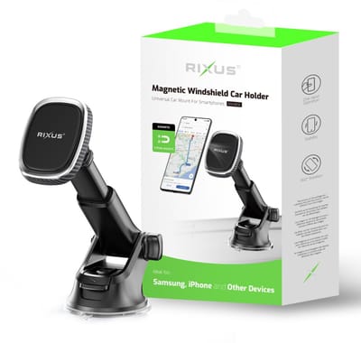 Rixus RXHM16 Magnetic Phone Mount Dashboard Car Phone Holder Black