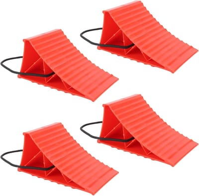 Wielkeggen - Bandenblokstopper - Voertuigen Beveiligen - Hoge Stabiliteit - 4 Stuks - Rood