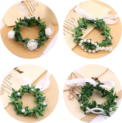 Bloemenkrans ringset 6 cm - 4-pack - decoratieve houder voor doopkaarsen - perfect voor bruiloften en evenementen - ShopVlot