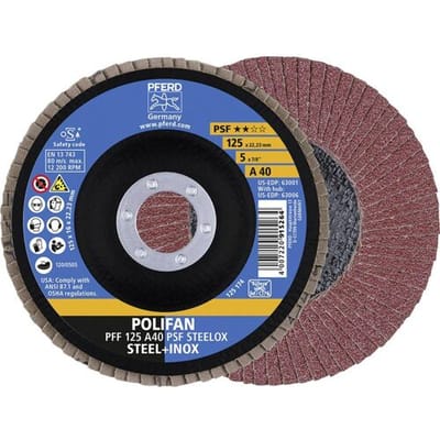 PFERD TOOLS 67644125 A Psf Steelox Lamellenschijf Diameter 125 mm Boordiameter 22.23 mm Korrelgrootte (num) 40 10 stuk(s)
