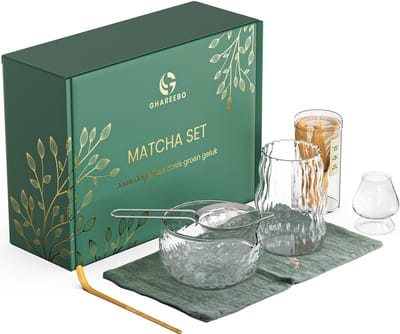 Ghareebo Matcha Set - 7-delige Set - Matcha kom - Klopper - Matcha Whisk - Matcha Starterkit - E-book - Cadeau