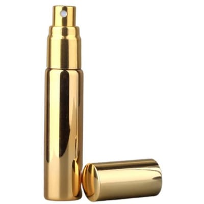 Flacon de parfum portable de 10 ml, étanche, vide, vaporisateur de parfum en verre UV rechargeable, idéal pour les voyages. doré