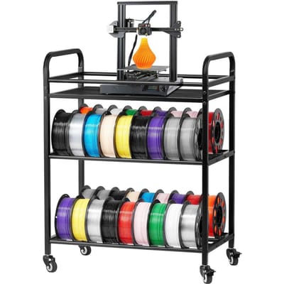 3D Printer Filament Opslagrek, 3 Laags Heavy Duty Opslagrek, Verrijdbare Filament Spoelhouders Racks met Wielen, Filamenten Georganiseerd voor 3D