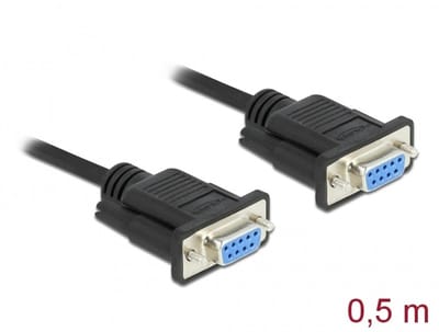 Delock Serial Cable RS-232 D-Sub9 female to female null modem with narrow plug housing 0.5 m